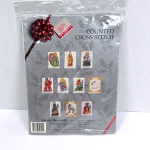 Vtg 1990 Candamar Nativity Ornament CrossStitch Kit Set of 10 Retro Unopened NEW